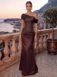 Sheath/Column Evening Dresses Sequins Detachable Strapless Floor-Length Formal Dress Wedding Guest