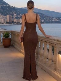 Sheath/Column Evening Dresses Stunning Sparkle Party Dress Bodycon Sweetheart Floor Length Rhinestone Dress With Back Slit