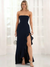 A-Line/Princess Prom Dress Strapless Sleeveless Crepe Bow Wedding Guest Dresses with Back Bow