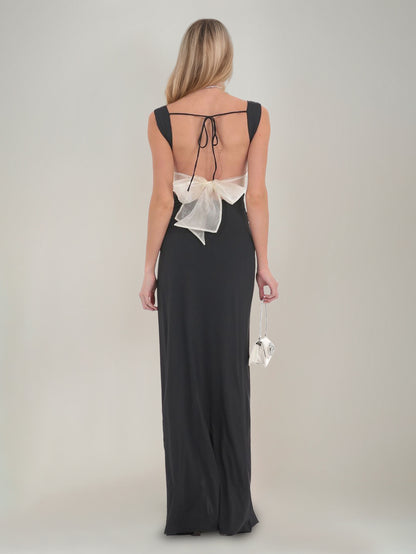 Sheath/Column Polyester Square Neck Sleeveless Split Side Evening Dresses