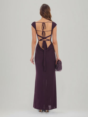 Sheath/Column Cowl Neck Sleeveless Ankle-Length Ruched Evening Dresses