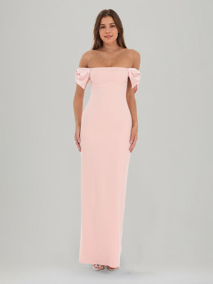 Sheath/Column Crepe Off-the-Shoulder Sleeveless Ankle-Length Split Side Evening Dresses