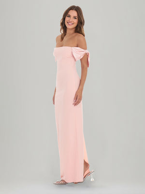 Sheath/Column Crepe Off-the-Shoulder Sleeveless Ankle-Length Split Side Evening Dresses