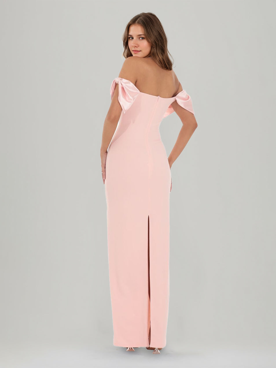 Sheath/Column Crepe Off-the-Shoulder Sleeveless Ankle-Length Split Side Evening Dresses