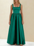 A-Line/Princess Black Prom Dress Square Neck Maxi Dress Sleeveless Floor-Length Formal Dresses with Back Bowknot