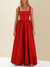 A-Line/Princess Black Prom Dress Square Neck Maxi Dress Sleeveless Floor-Length Formal Dresses with Back Bowknot