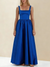 A-Line/Princess Black Prom Dress Square Neck Maxi Dress Sleeveless Floor-Length Formal Dresses with Back Bowknot