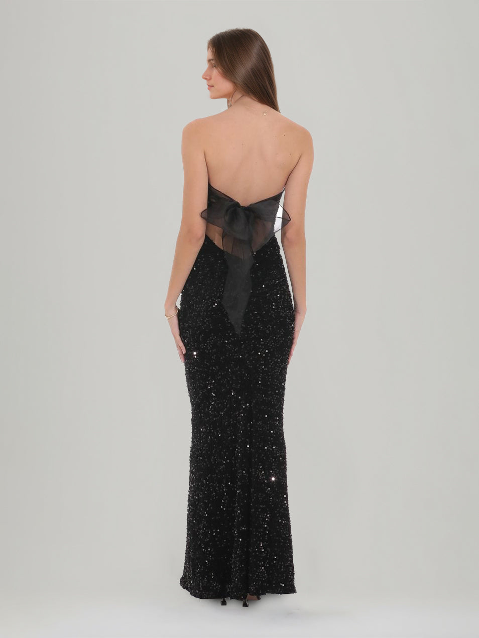 Sheath/Column Strapless Sleeveless Ankle-Length Sequins Evening Dresses