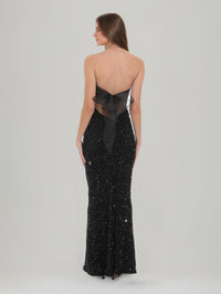 Sheath/Column Strapless Sleeveless Ankle-Length Sequins Prom Dresses