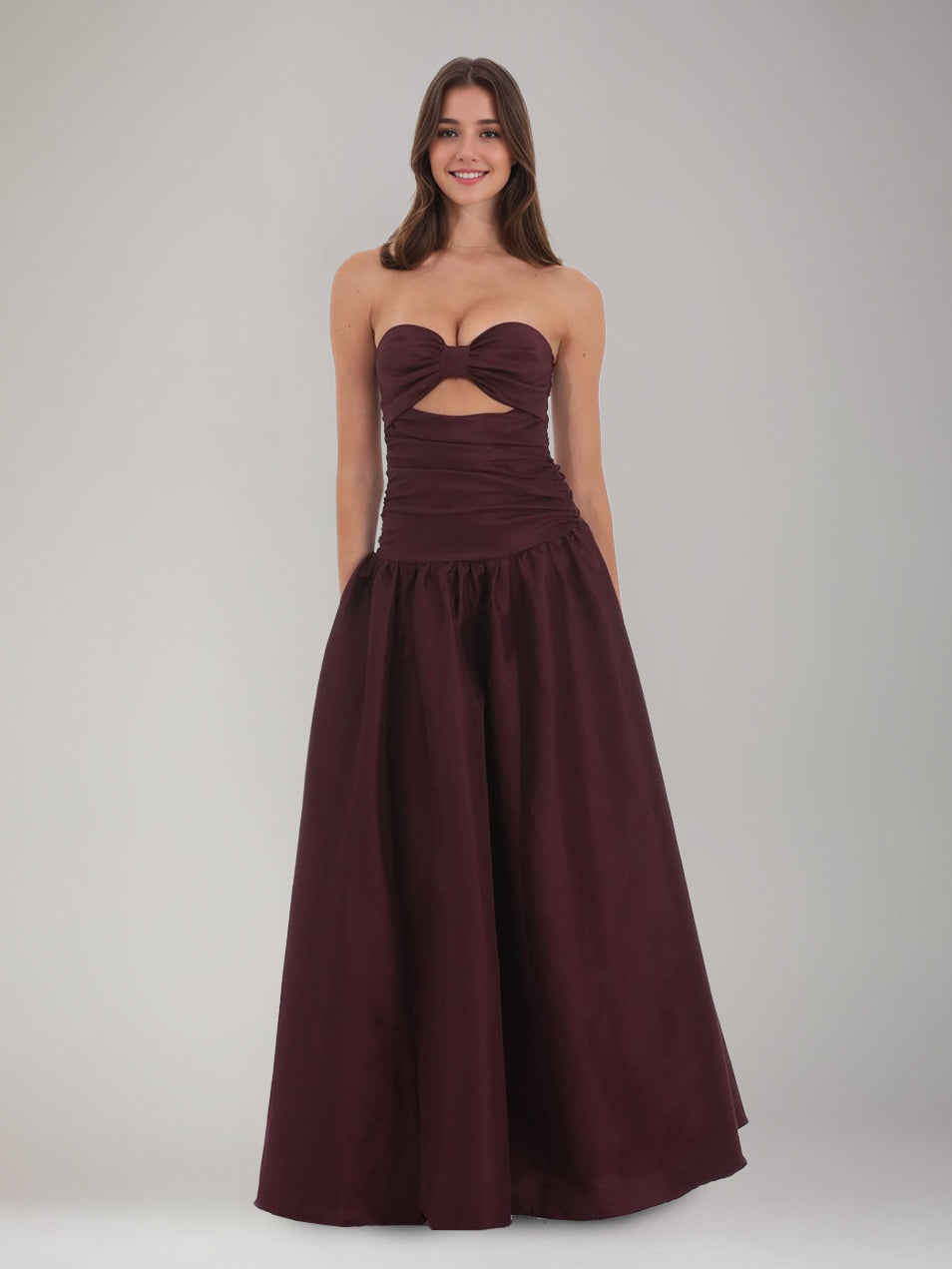 A-Line/Princess Strapless Sleeveless Floor-Length Ruffles &Ruched Prom Dresses