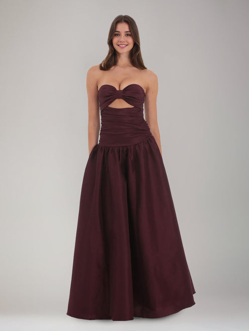 A-Line/Princess Strapless Sleeveless Floor-Length Ruffles &Ruched Prom Dresses