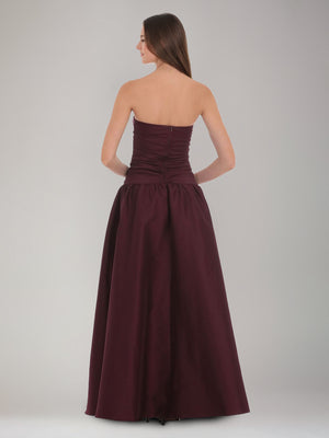 A-Line/Princess Strapless Sleeveless Floor-Length Ruffles &Ruched Prom Dresses