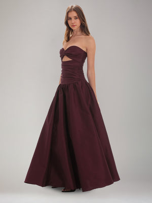 A-Line/Princess Strapless Sleeveless Floor-Length Ruffles &Ruched Prom Dresses