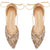 Women's Wedding Shoes Gold Pointed Toe Lace-up Flat Heel Bridal Shoes