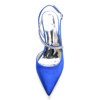 Women's Wedding Shoes Pointed Toe Stiletto Heel Buckle Bridal Shoes with Crystal