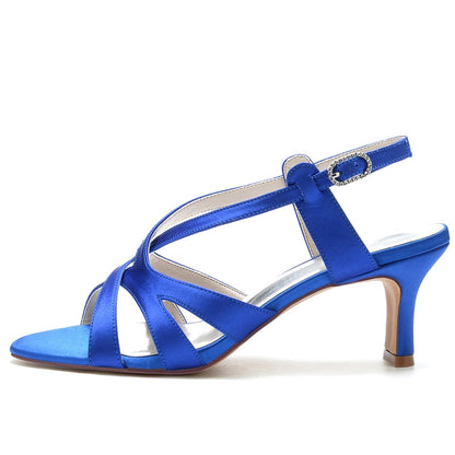 Women's Wedding Shoes Open Toe Crossed Straps Buckle Elegant Bridal Shoes