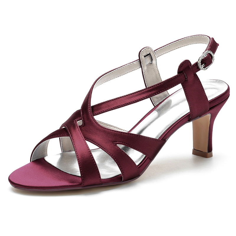 Women's Wedding Shoes Open Toe Crossed Straps Buckle Elegant Bridal Shoes