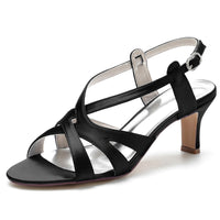 Women's Wedding Shoes Open Toe Crossed Straps Buckle Elegant Bridal Shoes