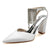 Women's Wedding Shoes Closed Toe Block Heel Buckle Bridal Shoes with Crystal & Tassels