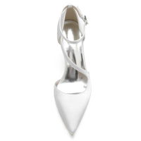 Women's Wedding Shoes Black Closed Toe Block Heel Crossed Straps Buckle Bridal Shoes