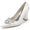 Women's Wedding Shoes Pointed Toe Chunky Heel Elegant Bridal Shoes with Rhinestone
