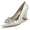 Women's Wedding Shoes Pointed Toe Chunky Heel Elegant Bridal Shoes with Rhinestone