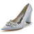 Women's Wedding Shoes Pointed Toe Chunky Heel Elegant Bridal Shoes with Rhinestone