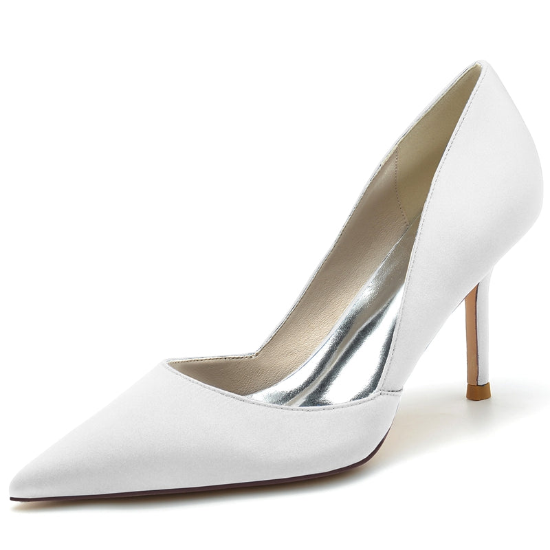 Women's Wedding Shoes Pointed Toe High Heel Silk Satin Minimalism Bridal Shoes