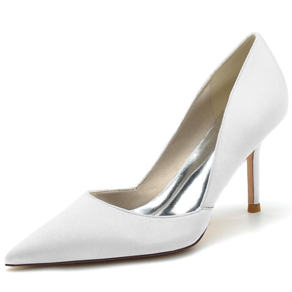 Women's Wedding Shoes Pointed Toe High Heel Silk Satin Minimalism Bridal Shoes