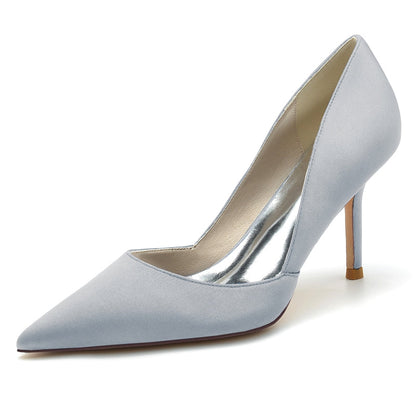 Women's Wedding Shoes Pointed Toe High Heel Silk Satin Minimalism Bridal Shoes