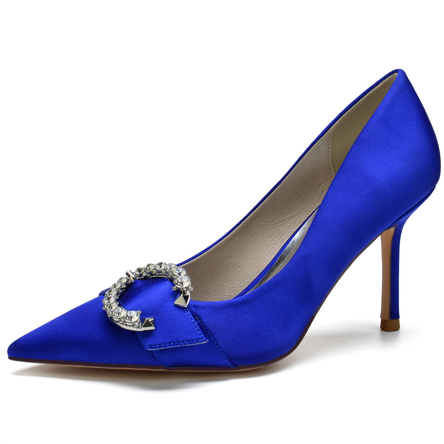 Women's Wedding Elegant Pointed Toe Bridal Shoes with Circle Rhinestones