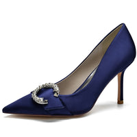 Women's Wedding Elegant Pointed Toe Bridal Shoes with Circle Rhinestones