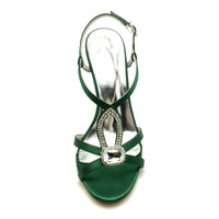 Women's Wedding Shoes High Heel Opened Toe Square Rhinestone Straps Buckle Bridal Shoes