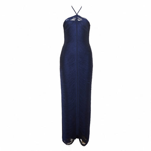 Sheath Cocktail Dress Tassels Party Dress Sleeveless Ankle Length Halter Neck With Ruffles