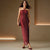 Sheath Cocktail Dress Tassels Party Dress Sleeveless Ankle Length Halter Neck With Ruffles