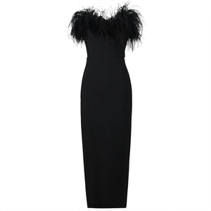 Sheath / Column Evening Dress Cocktail Party Floor Length Off The Shoulder Sleevesless Stretch Crepe with Feather