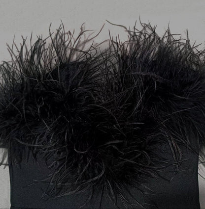 Sheath / Column Evening Dress Cocktail Party Floor Length Off The Shoulder Sleevesless Stretch Crepe with Feather