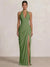 Mermaid Evening Dresses Chiffon Halter Neck Ruched Formal Dresses Split Side Wedding Guest