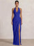 Mermaid Evening Dresses Chiffon Halter Neck Ruched Formal Dresses Split Side Wedding Guest