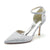 Women's Wedding Mini Crystal Stiletto Pointed Toe Buckle Bridal Shoes