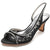 Women's Wedding Shoes Black Silk Satin Lacework Crystal Mid Peep Toe Bridal Shoes