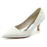 Women's Wedding Shoes Delicate Lace Mid Pointed Toe Bridal Shoes
