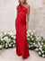 鞘形/直筒单肩及地长款伴娘礼服