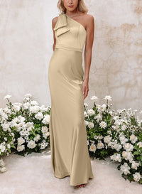 Sheath/Column One-Shoulder Floor-length Long Bridesmaid Dresses