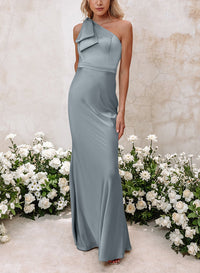 Sheath/Column One-Shoulder Floor-length Long Bridesmaid Dresses