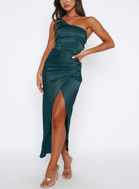 Sheath/Column One-Shoulder Ankle-Length Long Bridesmaid Dresses