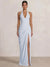 Mermaid Evening Dresses Chiffon Halter Neck Ruched Formal Dresses Split Side Wedding Guest