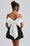 A Line/Princess Party Dresses Colorblock Cocktail Dress Short/Mini Off The Shoulder Sleeveless With Bow Homecoming
