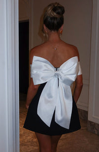 A Line/Princess Party Dresses Colorblock Cocktail Dress Short/Mini Off The Shoulder Sleeveless With Bow Homecoming