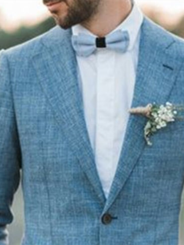 Men's Tailored Fit Single Breasted Two-buttons 2 Pieces Solid Colored Linen Suits